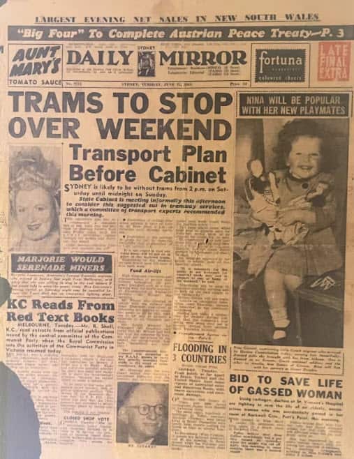 Angelo Nina Nina Angelo (right) on the front page of Sydney's Daily Mirror in 1949.jpg