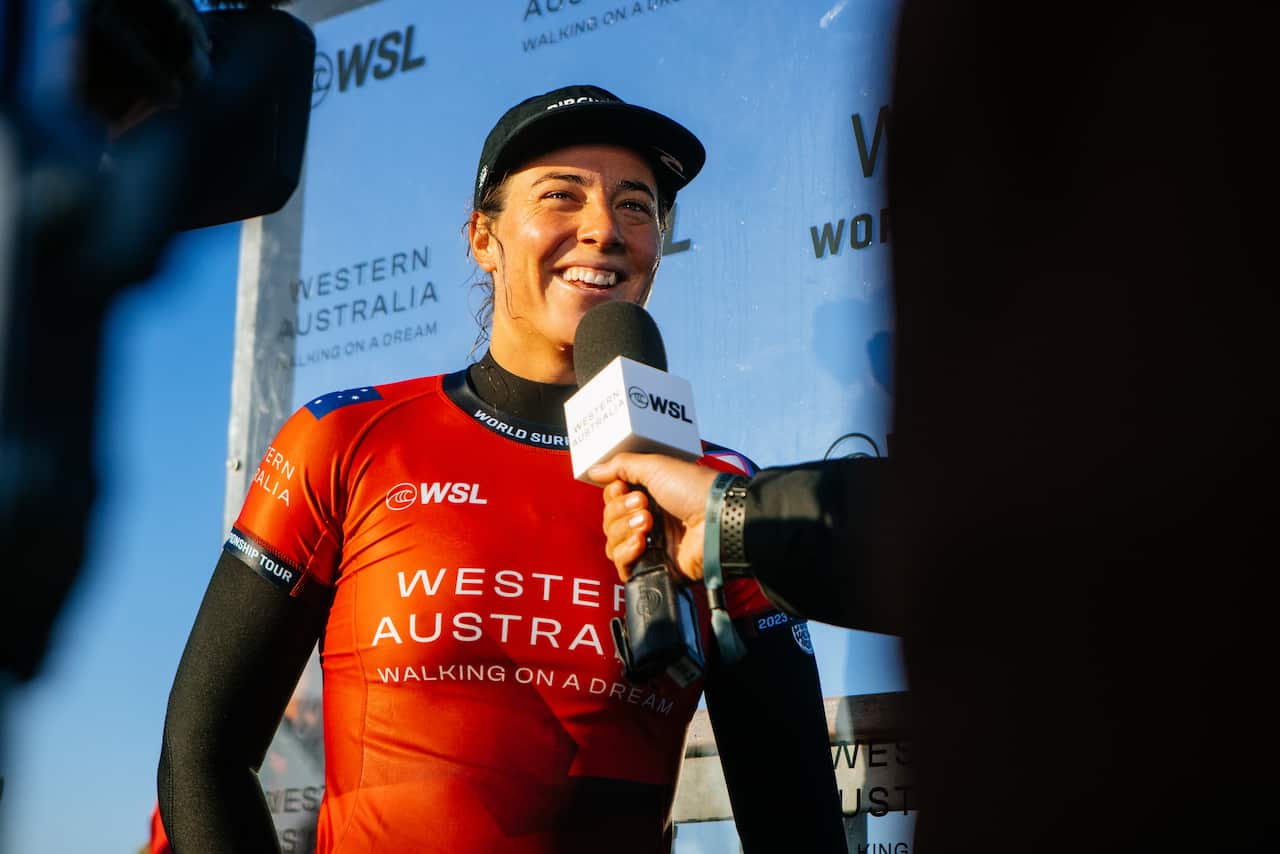 Tyler Wright being interviewed