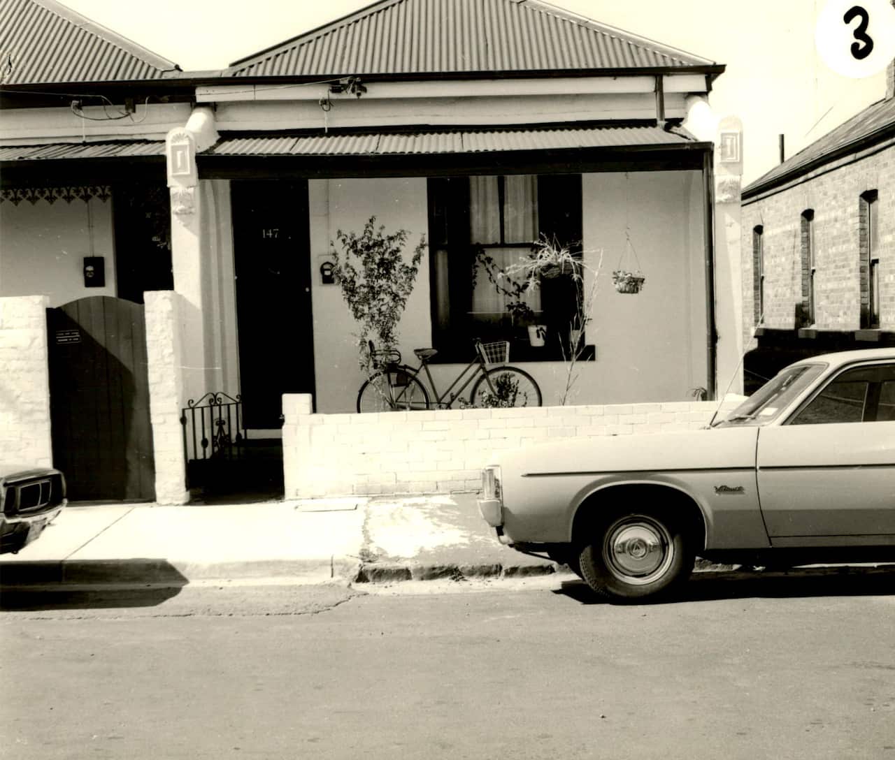 A black and white photo of a house