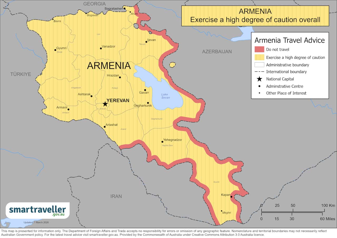 A map of Armenia.
