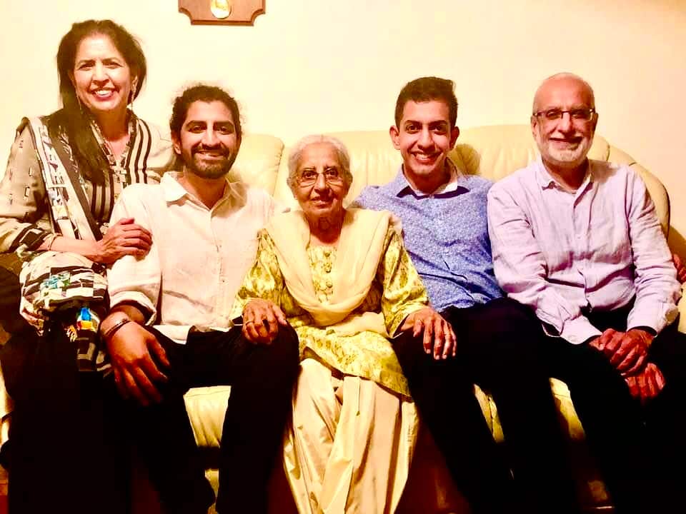 Satvir Singh Mand with his mother and rest of the family in London. (2019)