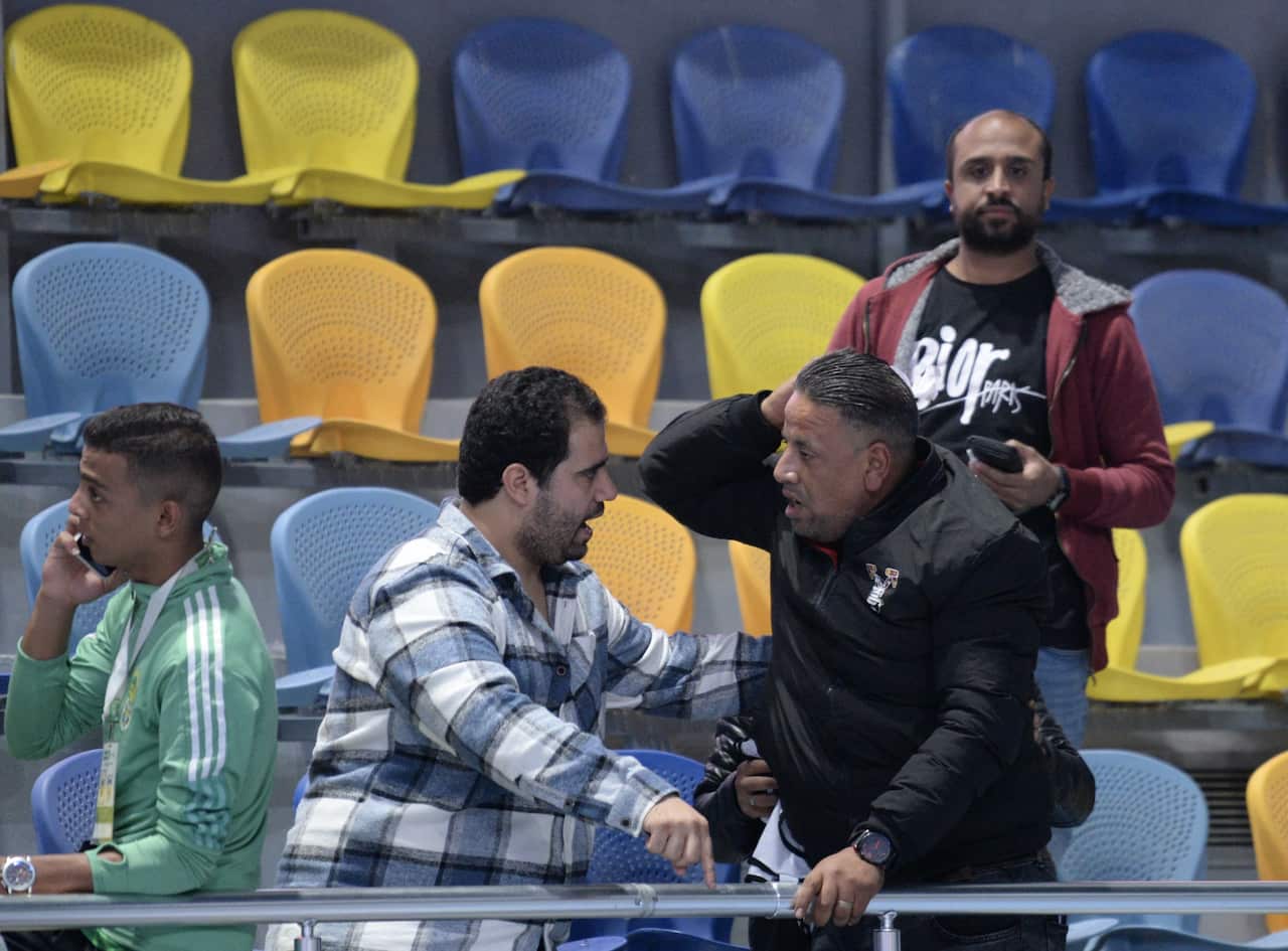 Part of the tribune falls down in a basketball match in Egypt