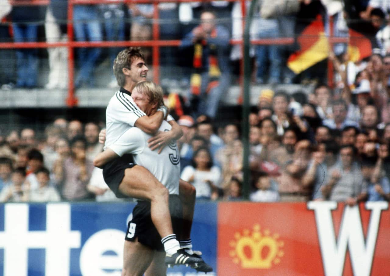 Soccer World Cup 1982: Germany vs Austria - Littbarski and Hrubesch