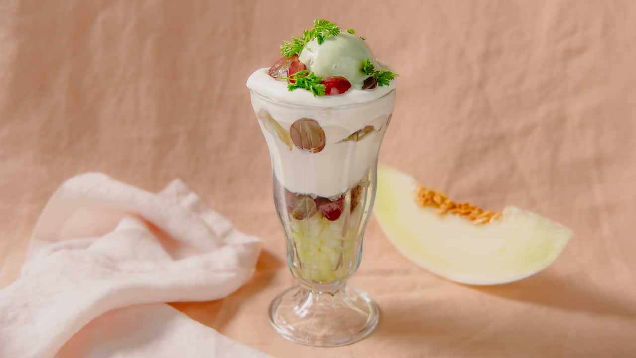 Honeydew & grape parfait