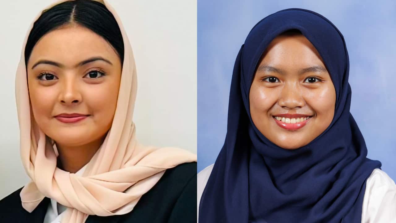 A split image showing photos of two women.