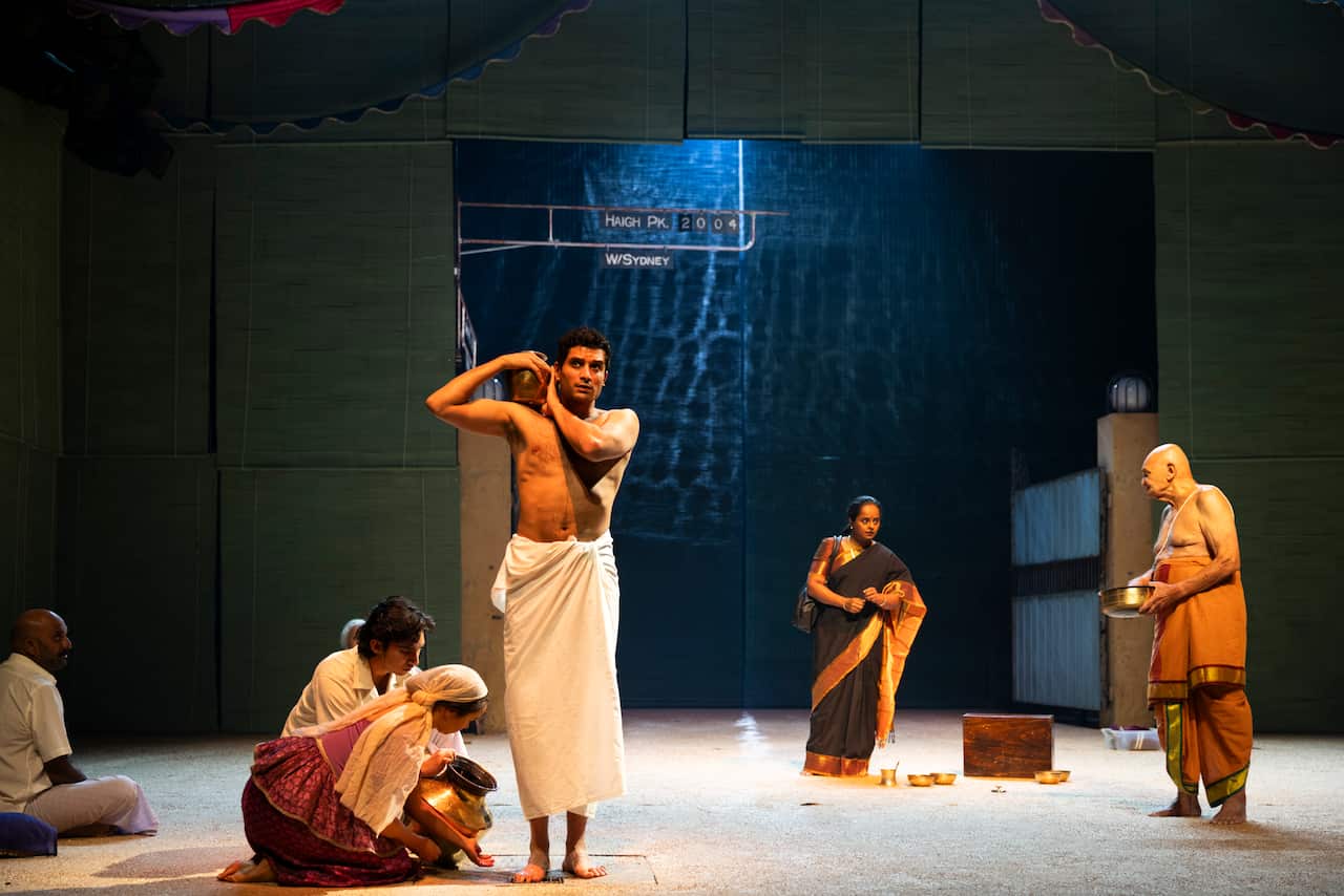 BelvoirC&C_photoPiaJohnson_005_Ahilan Karunaharan, Kaivalya Suvarna, Abbie-lee Lewis, Shiv Palekar, Nadie Kammallaweera & Gandhi MacIntyre.jpg