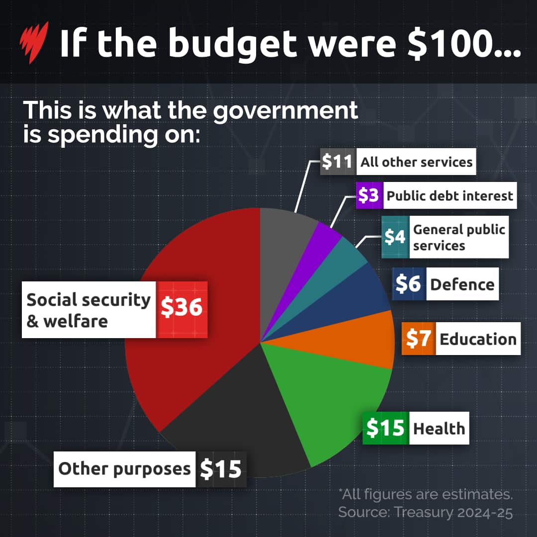 A chart showing where budget spending is going