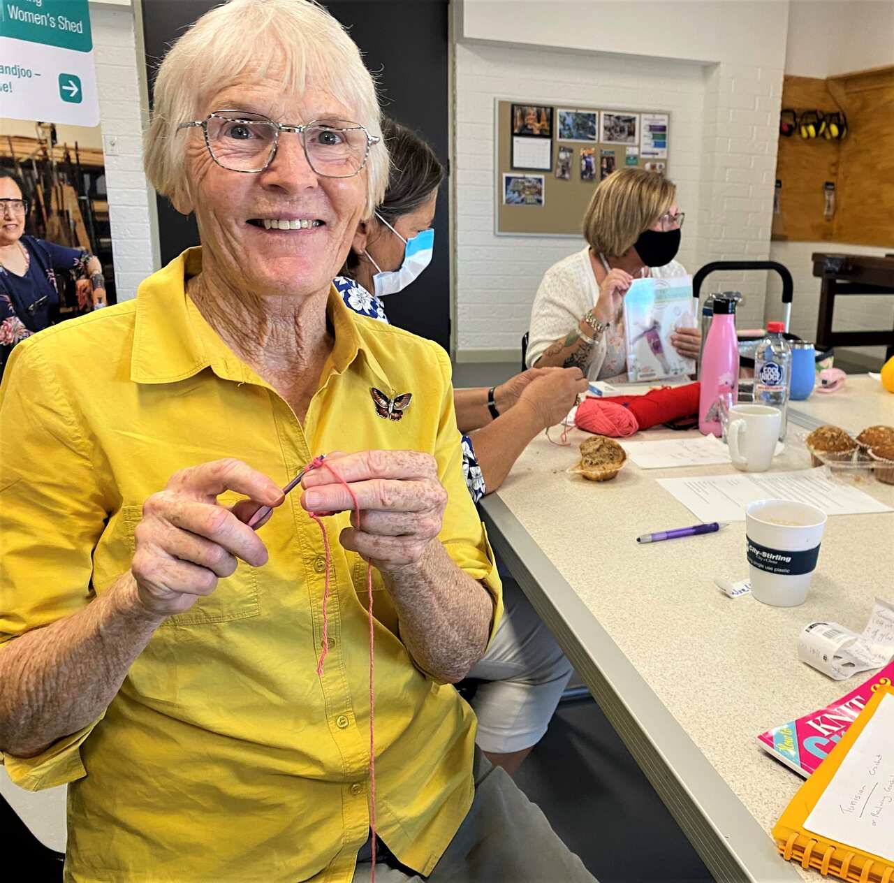 Isabelle McLellan doing craft at the Stirling Women's Shed