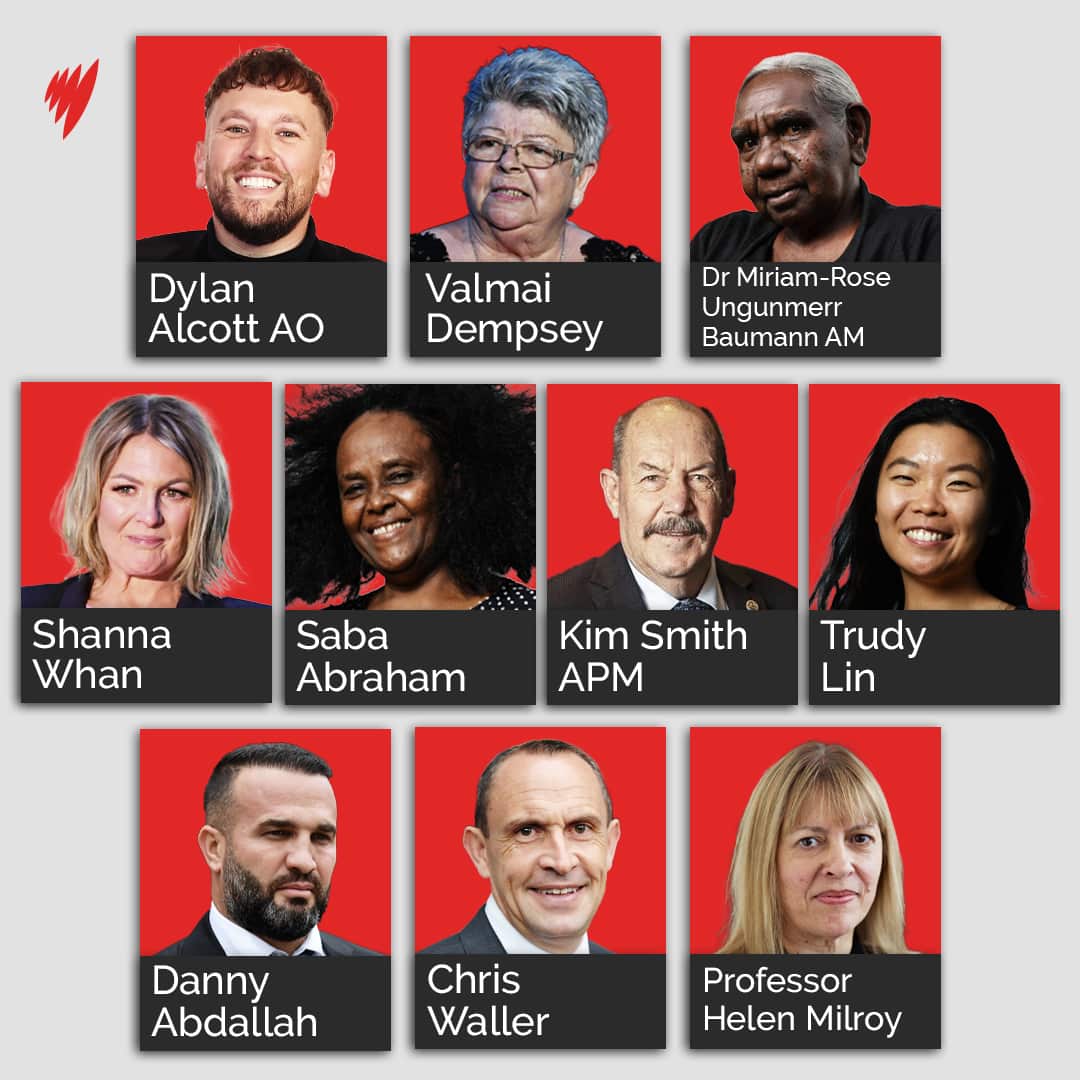 Pictured are the faces of 10 Australians who have been invited to attend Queen Elizabeth II's funeral. 