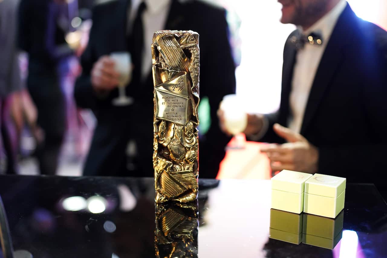 The Cesar Award is seen backstage during the 2022 event. 