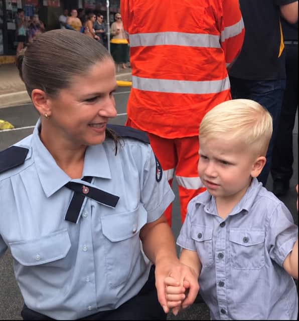 Vanessa with her son Charlie, ANZAC Day 2020