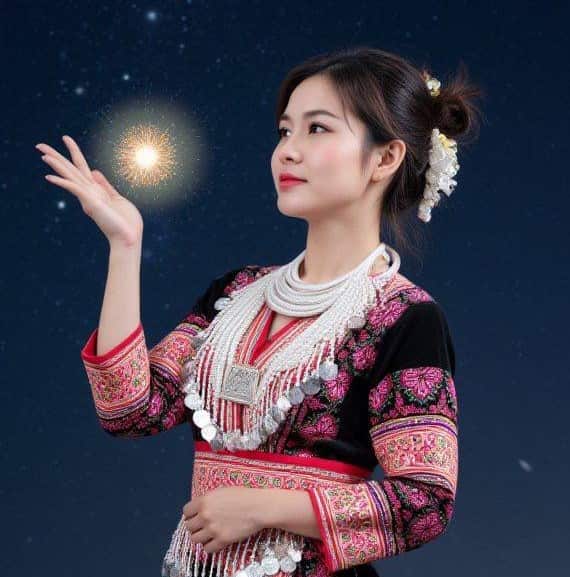 Hmong lady under the stary night (Hmong AI).jpeg