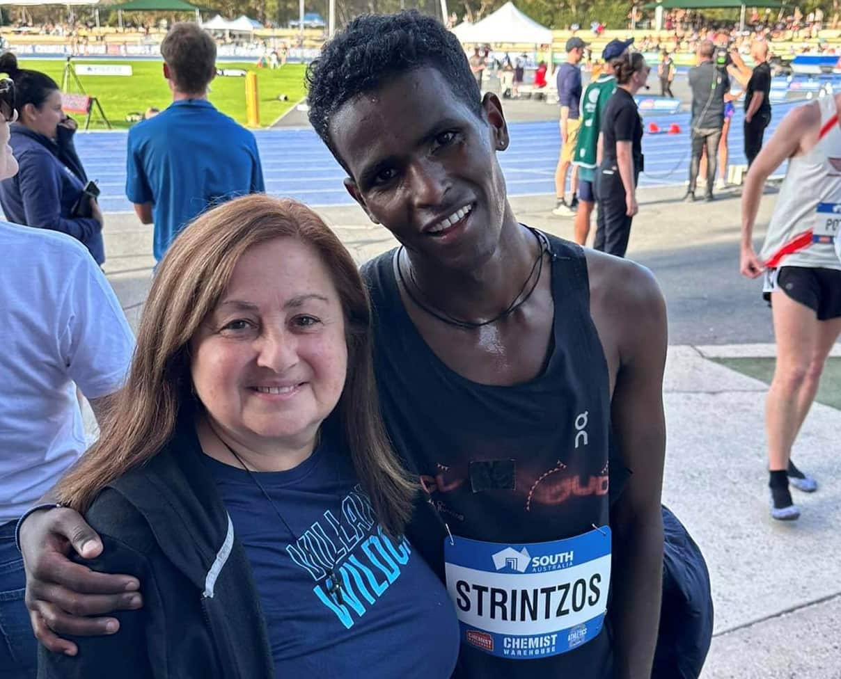 Haftu Strintzos with his mother, Maria 