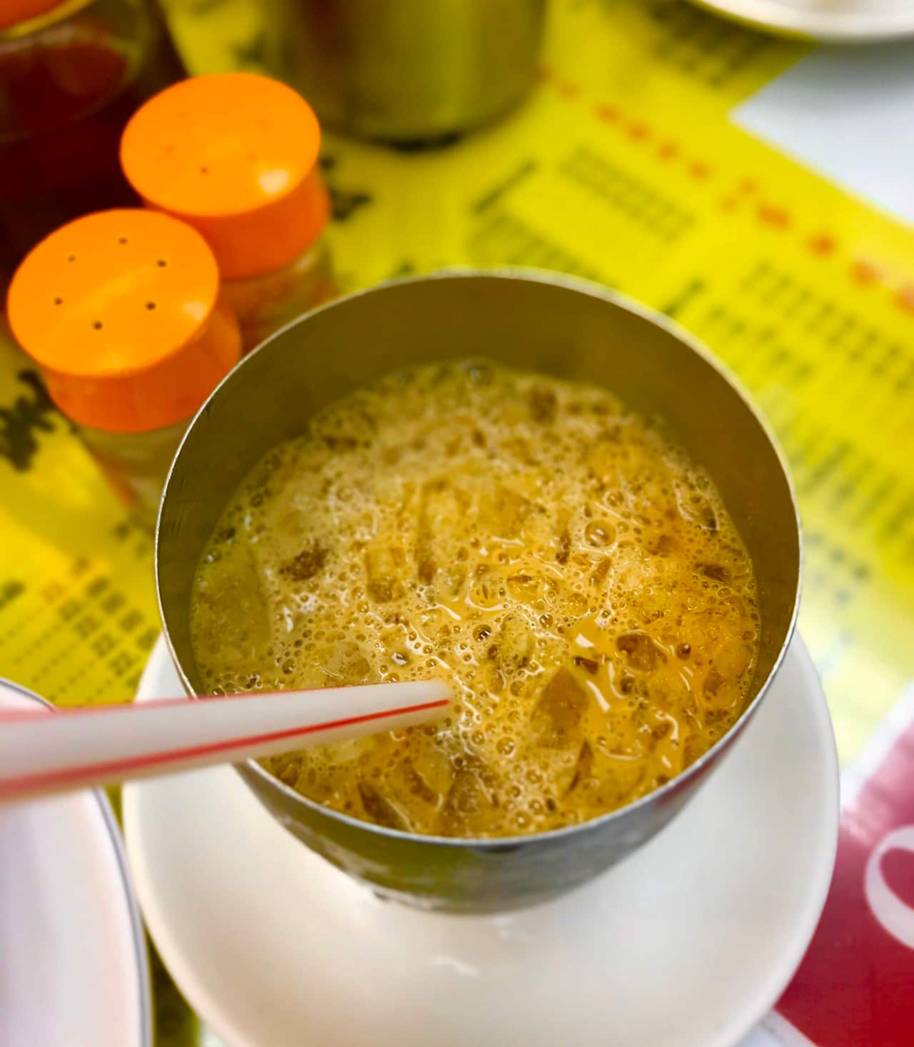 overhead view of coffee tea drink (Yuenyeung).