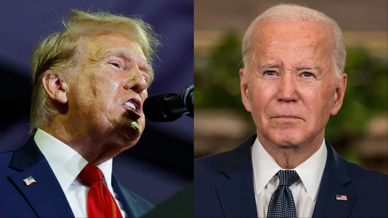 A composite photo of Donald Trump and Joe Biden.