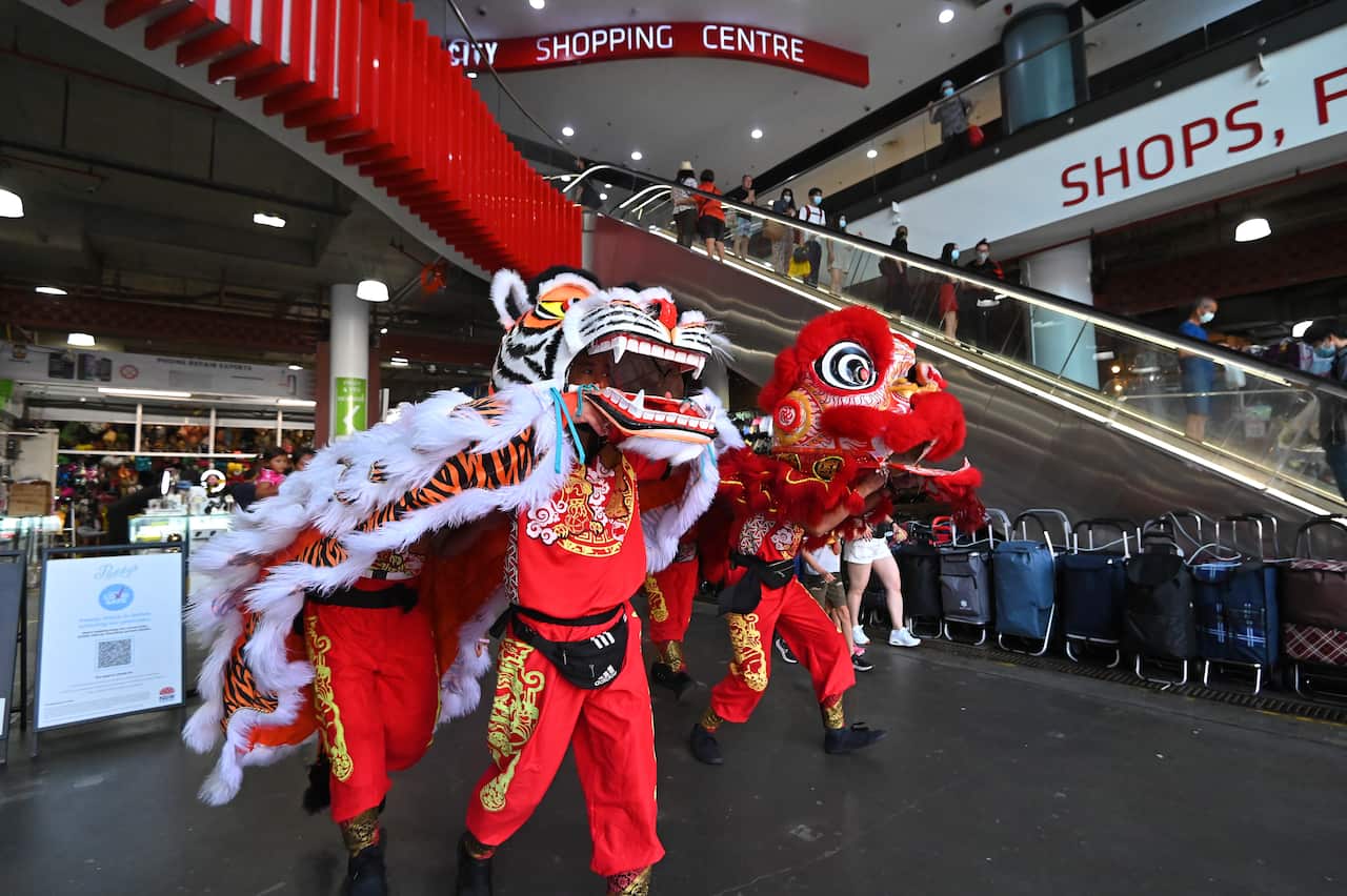 Lion dance performers 