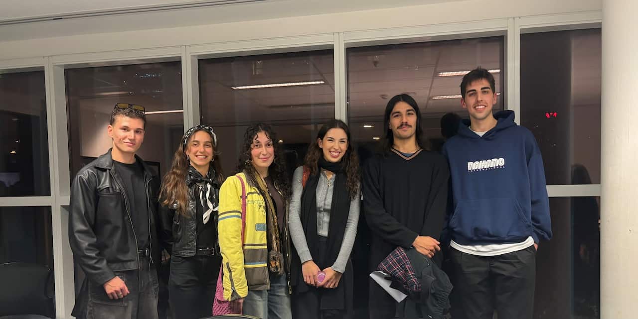 Alexander Gerasimidis (right) with other students of the Greek Studies at La Trobe University, in a Pharos Alliance's open meeting, Melbourne, 2025 