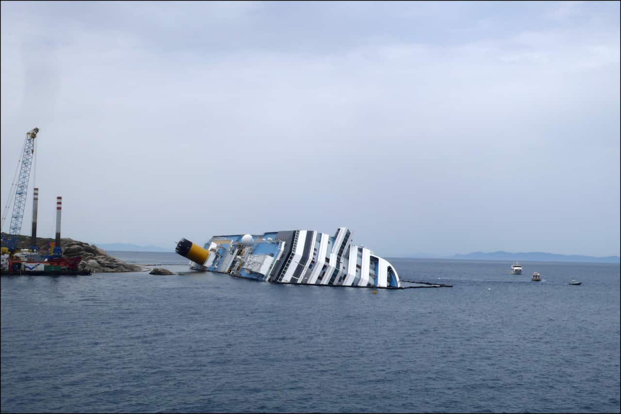 General views of the stricken Costa Concordia