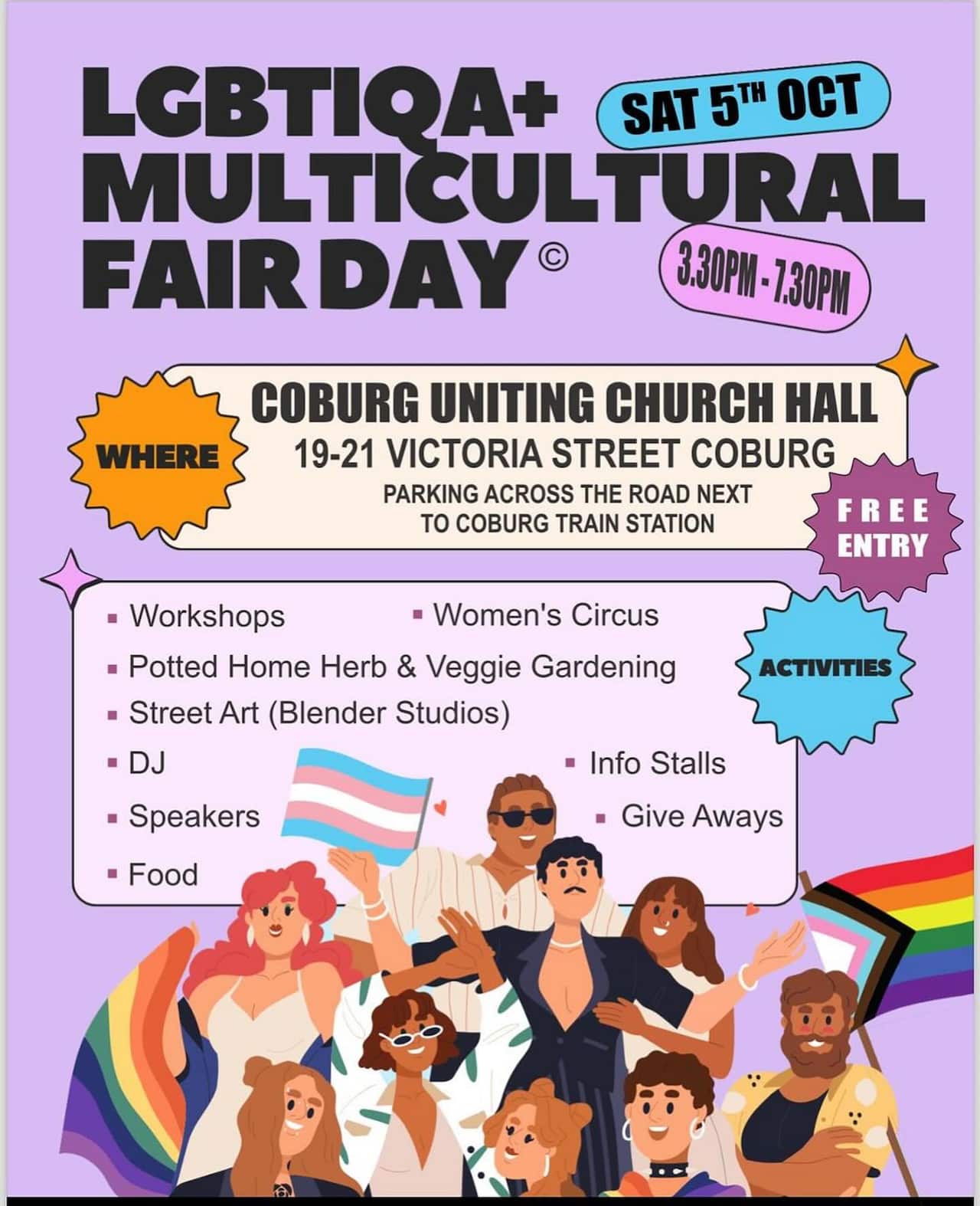 The second LGBTIQA+ Multicultural Fair Day will take place this Saturday in Melbourne, 3:30pm to 7:30pm, at Coburg Uniting Church Hall, 19-21 Victoria Street Coburg 