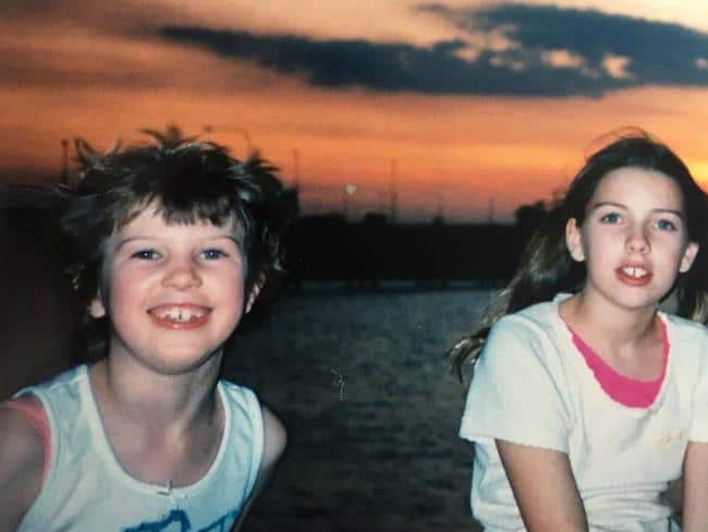 Anna and Katie as children by the water. 
