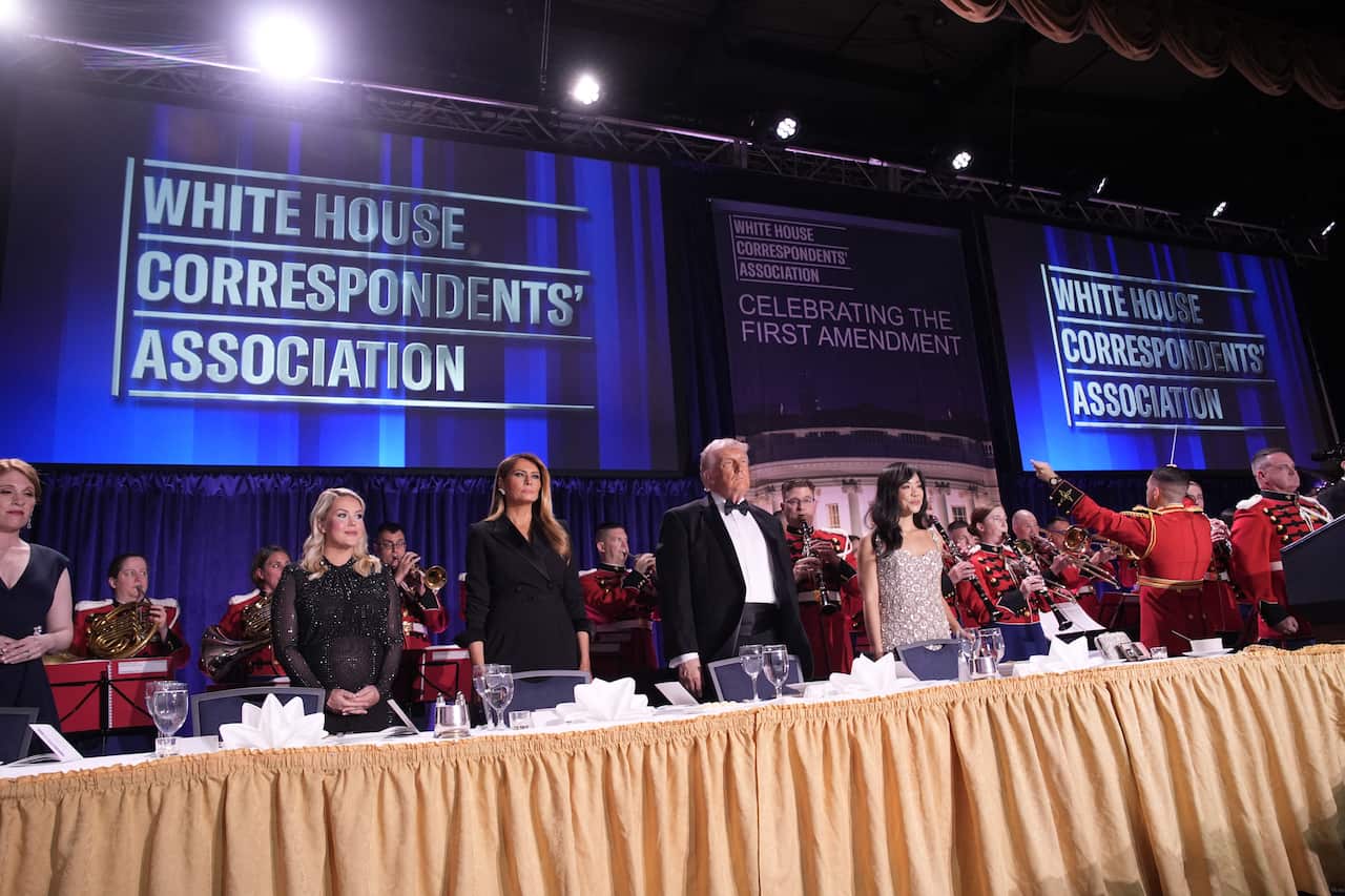 US President Donald Trump and First lady Melania Trump participate in the White House Correspondents' Association Dinner in Washington on April 25, 2026. 