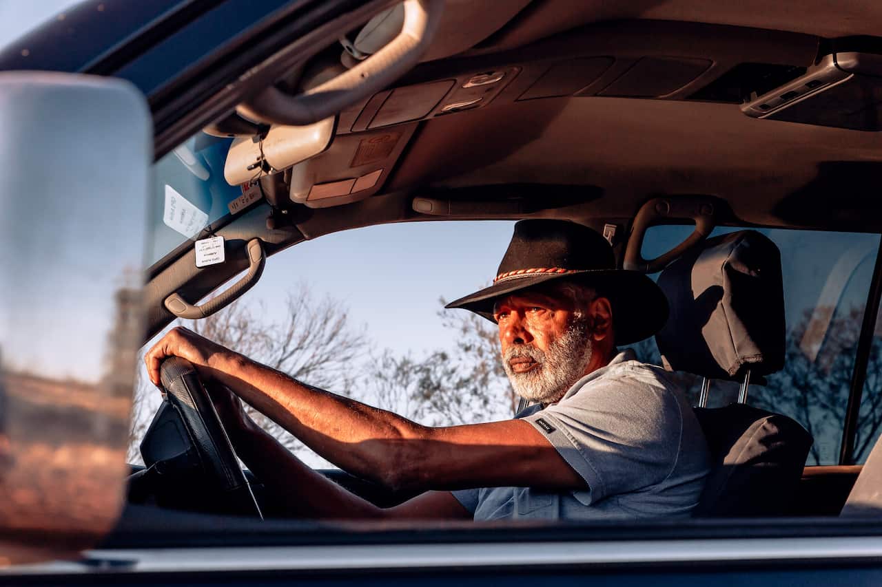 Ernie Dingo driving on Going Places