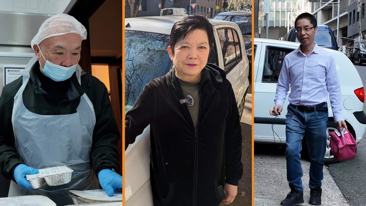 廚房幫工詹燕安（左） 義工司機陳玉珠（中） 及送遞義工吳耀俊。