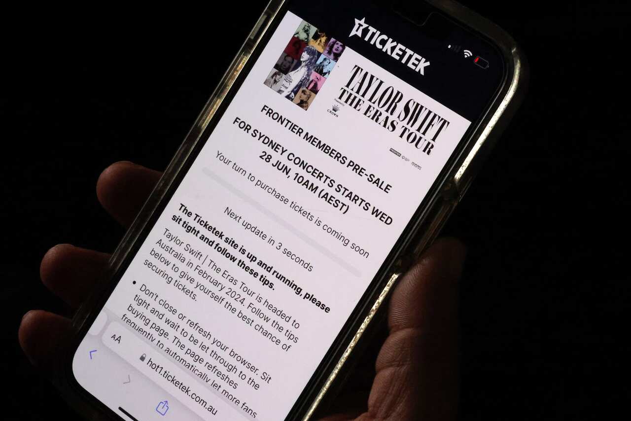 A ticketing site's page is seen on a mobile device.