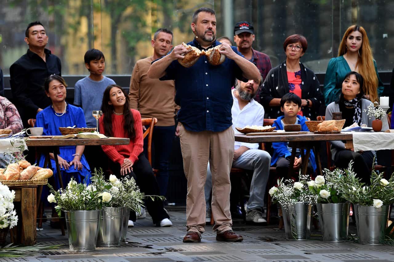 A man reenacts Jesus' crucifixion on Good Friday