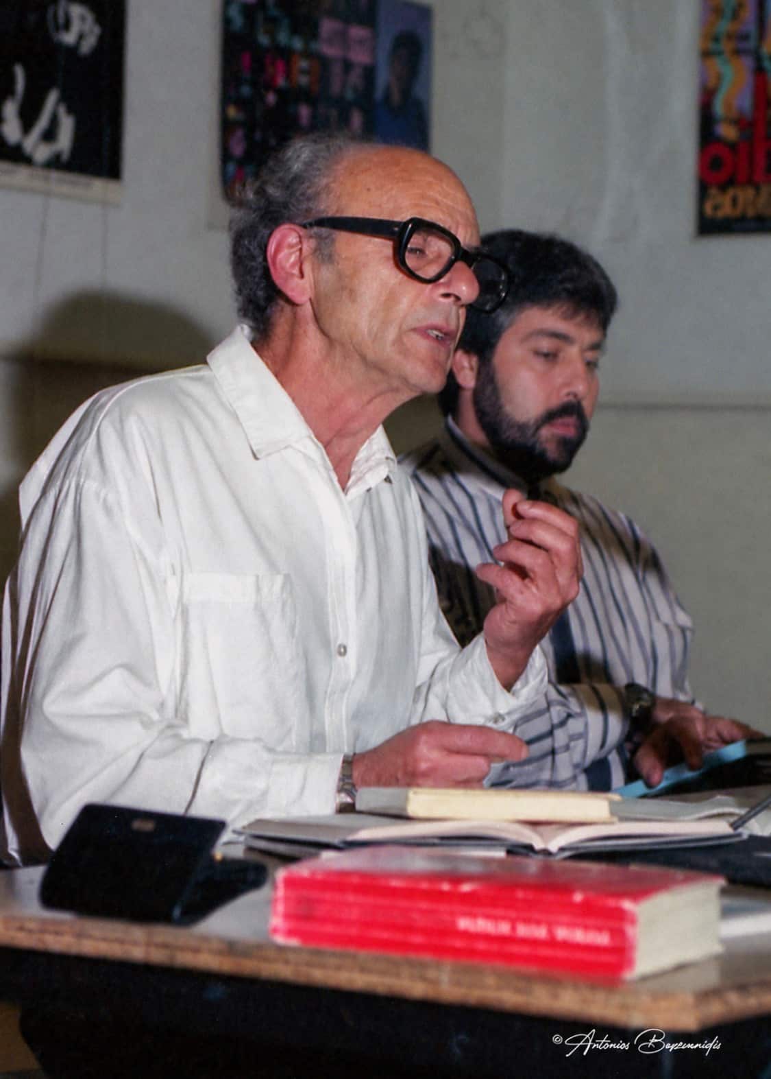 Dimitris Tsaloumas (left) and Mimis Sophokleous at Antipodes Festival, Melbourne, 1990
