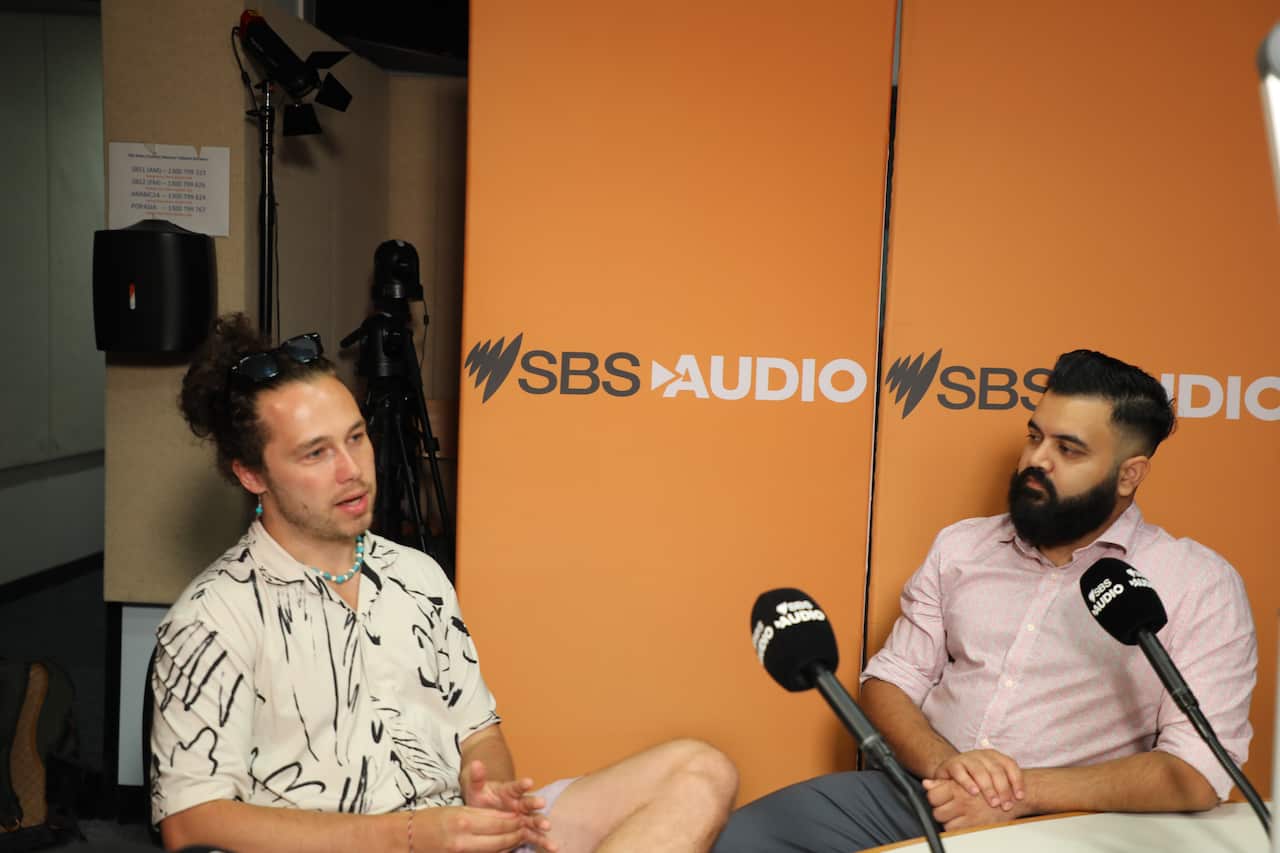 Kalani Gacon (left) and Sabin Gnawali (right) are discussing their new film project, Home Before Night.