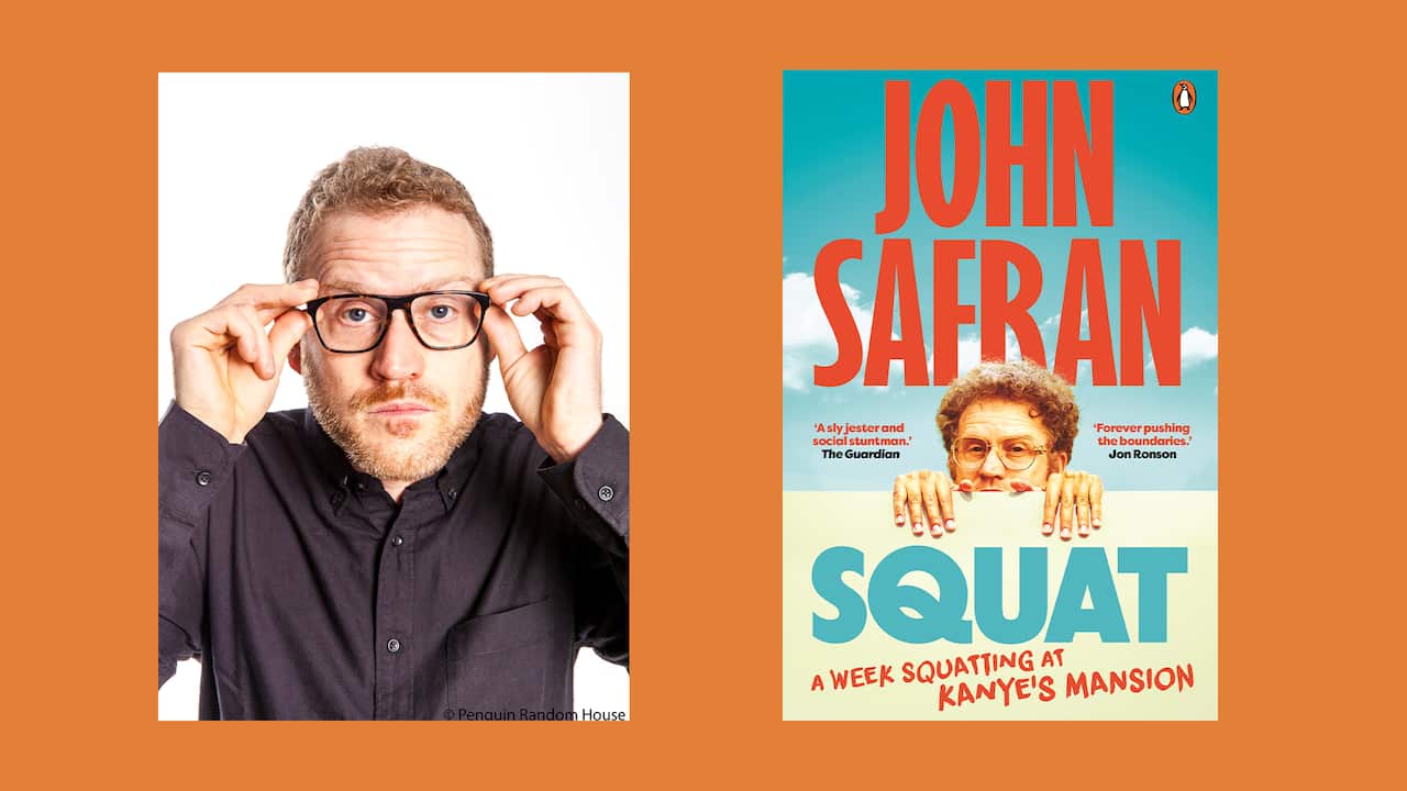 A composite image of the author and this book. 