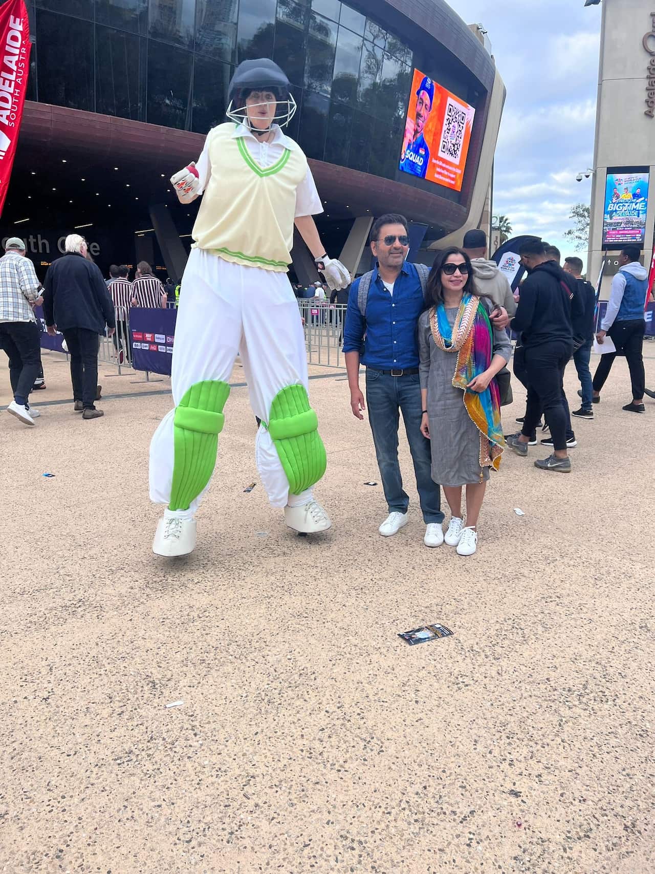Cricket fans outside Adelaide oval after the second semi-final played between India and England.