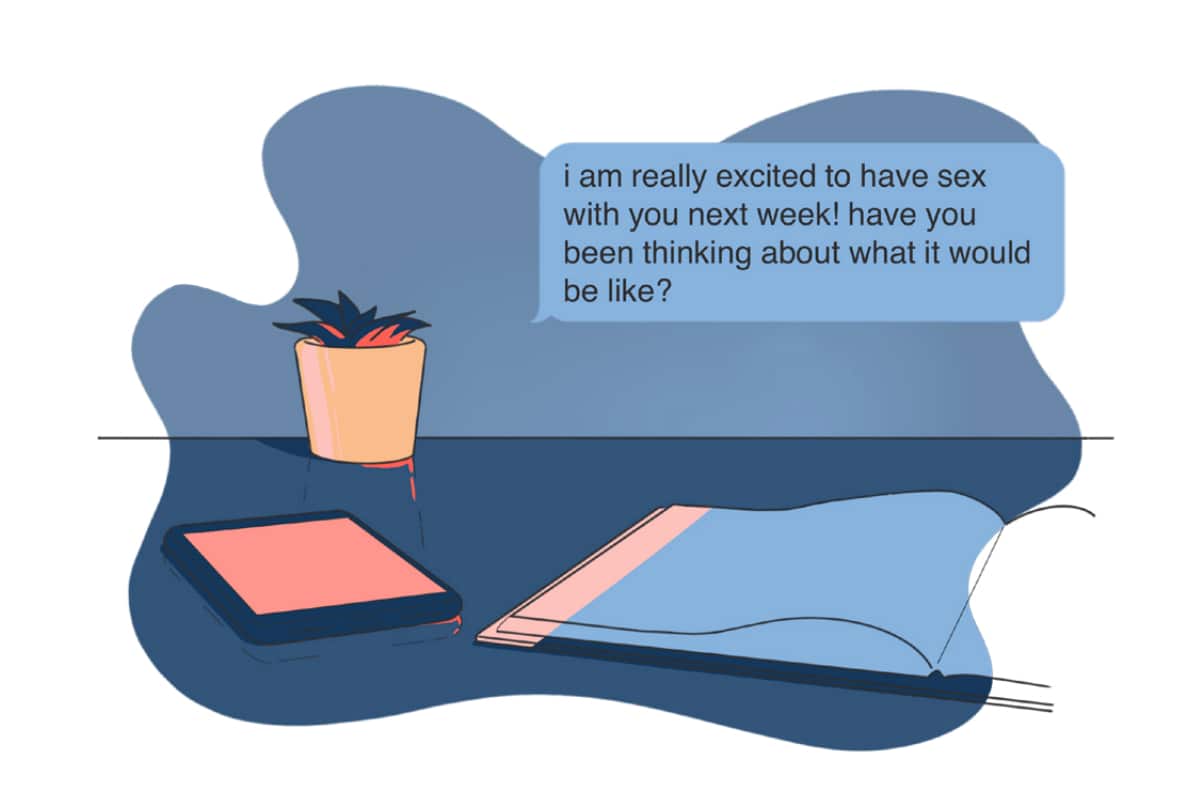An illustration showing a text message. 