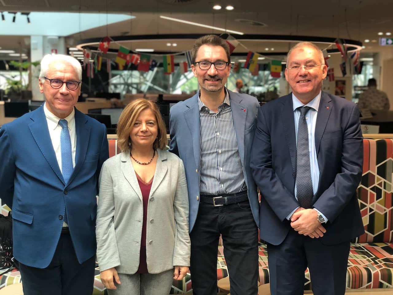 Da sinistra: Francesco Pascalis, Silvana Cappuccio (SIP-CGIL), Christian Ferrari, segretario confederale CGIL, Michele Pagliaro, presidente del Patronato INCA-CGIL.