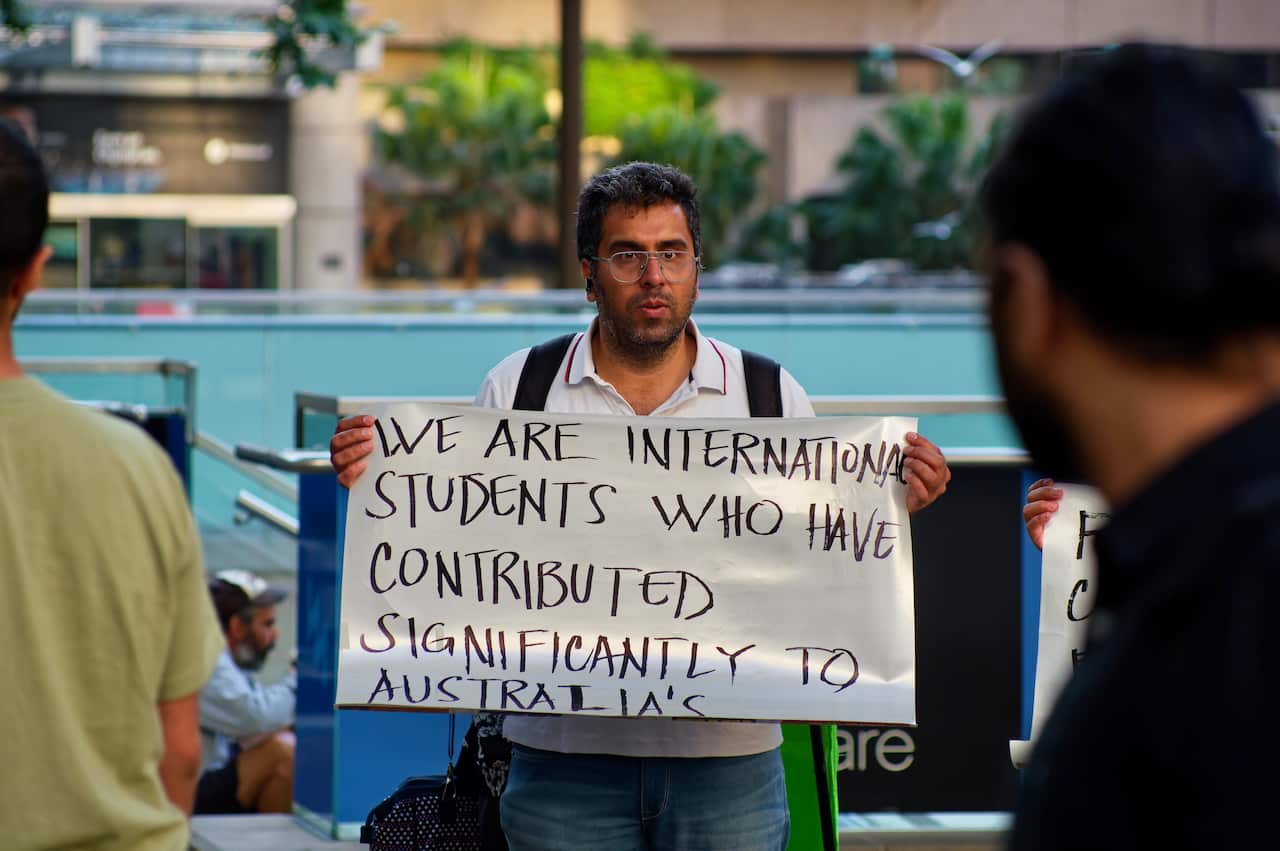 Gautum Khana international student protesting changes to 485 visa