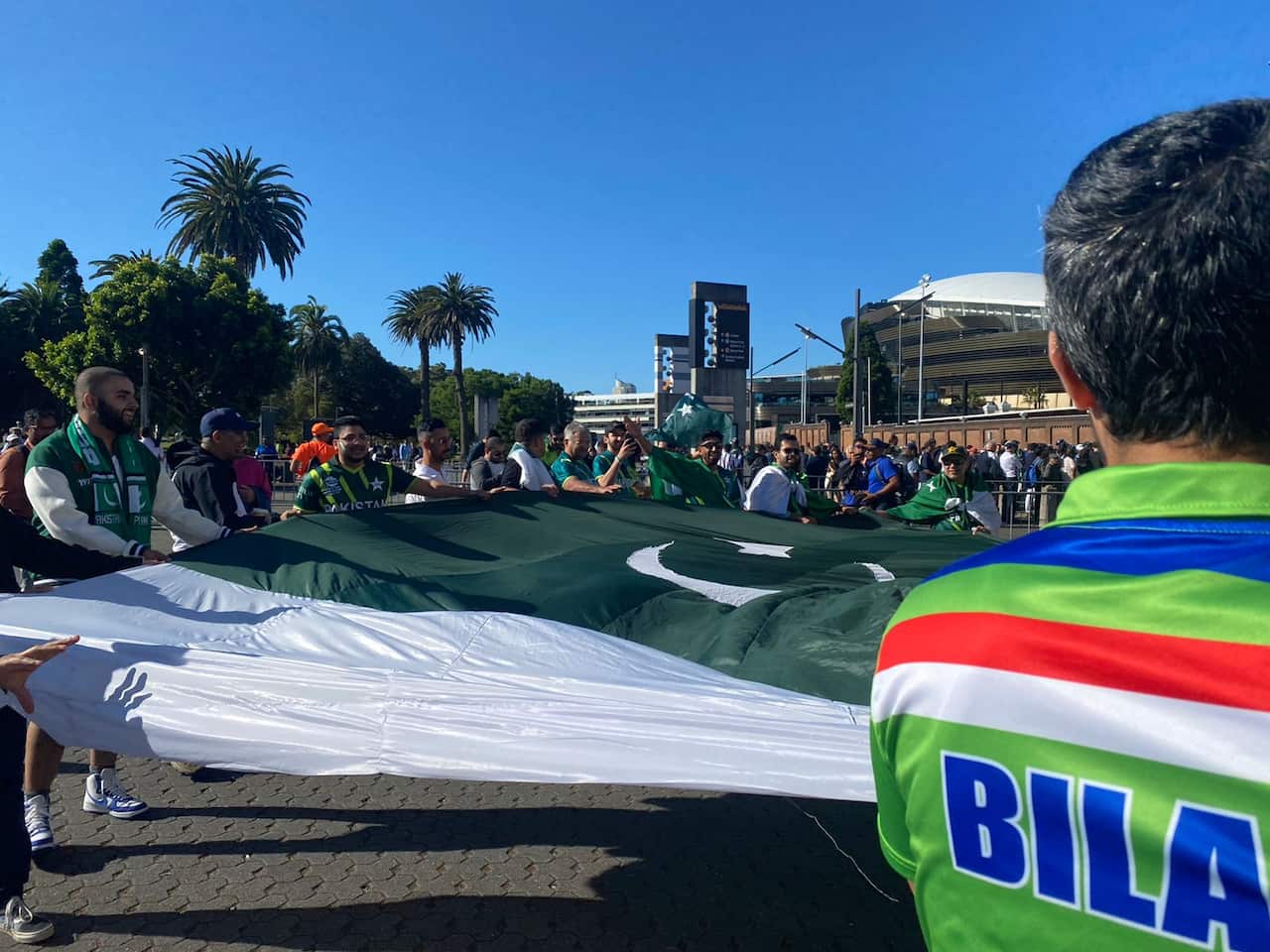 Pakistani fans are celebrating their teams' semi-final win against New Zealand
