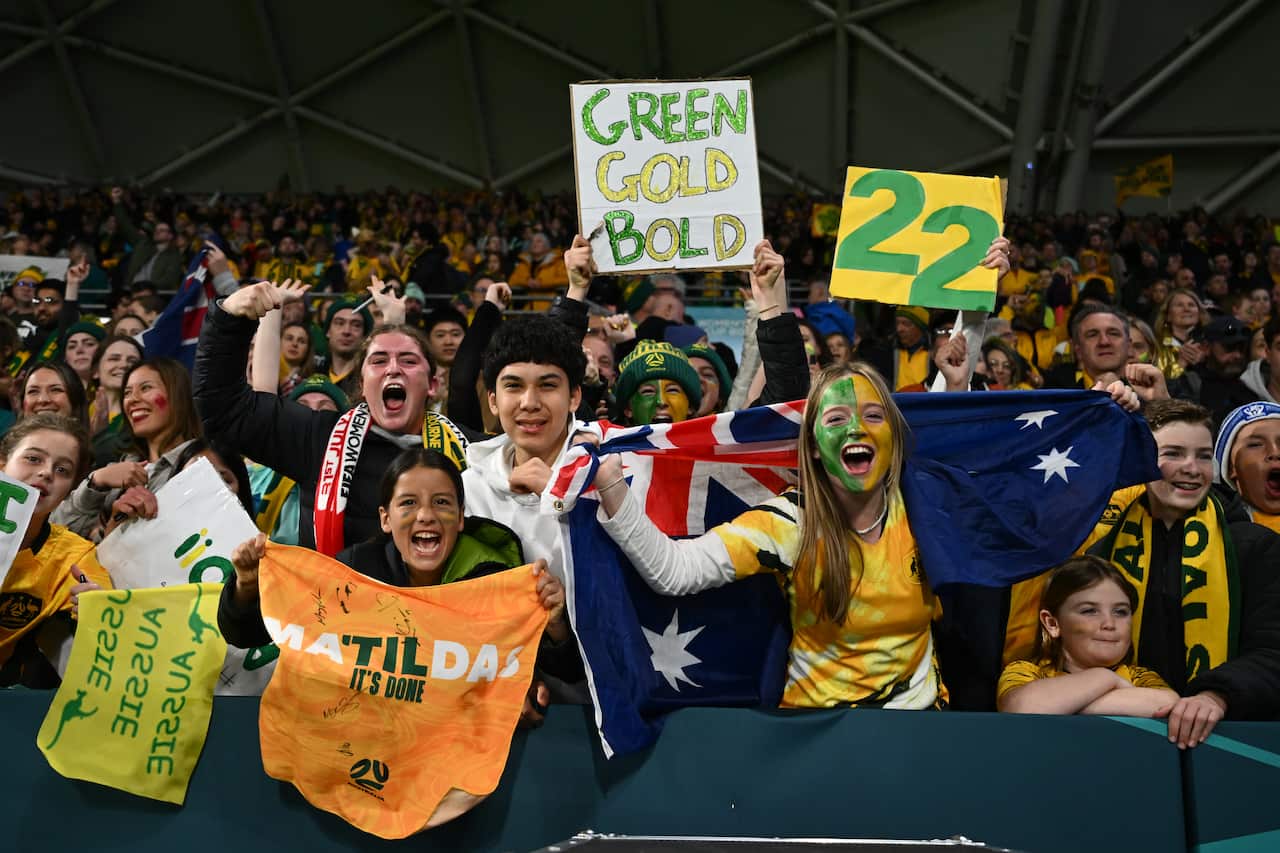 Matildas supporters at a football match.