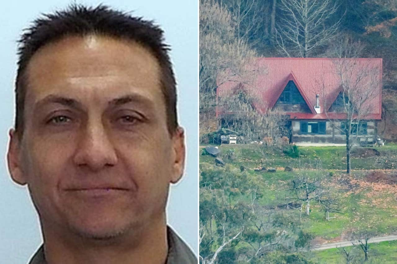 A composite image of Dezi Freeman and a rural property.