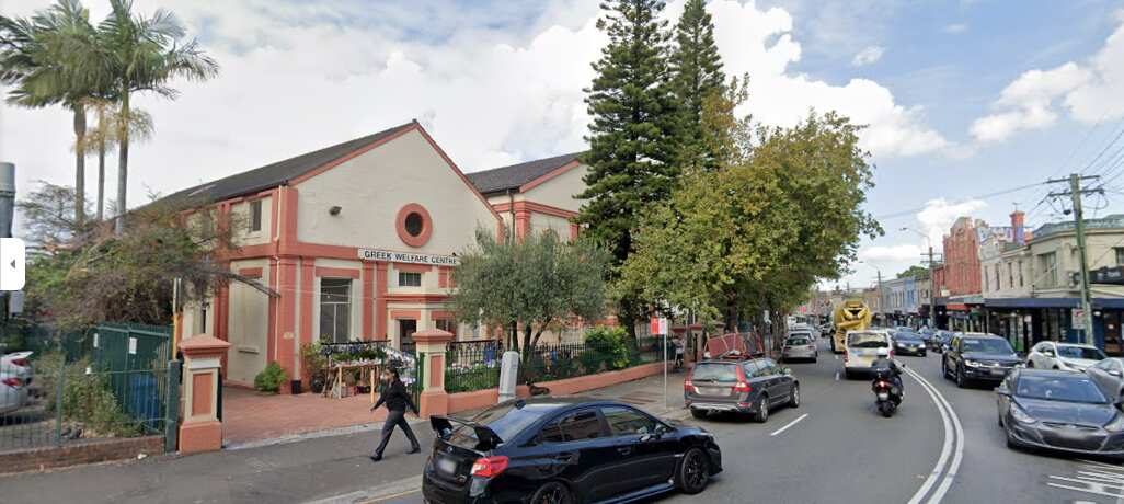 Exterior shot of the Greek Welfare Centre in Newton, Sydney.