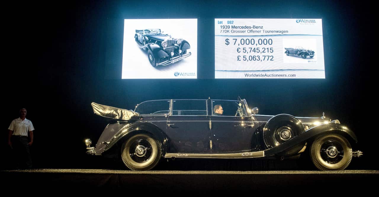 The 1939 Mercedes-Benz 770K Grosser Offener Tourenwagen, at an auction in Scottsdale, Arizona in 2018.