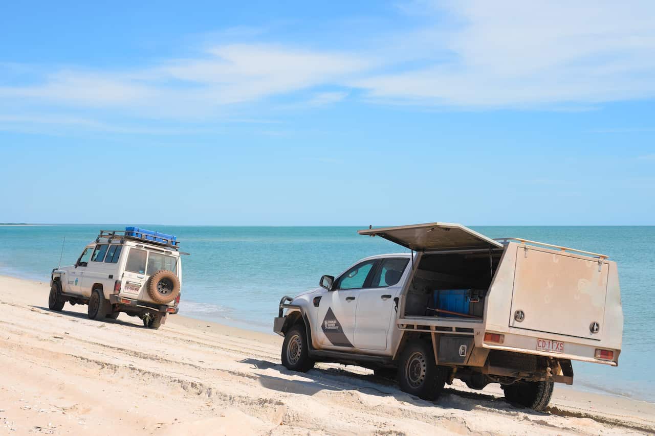 Four Wheel Drives beach coast Arnhem Land Northern Territory.