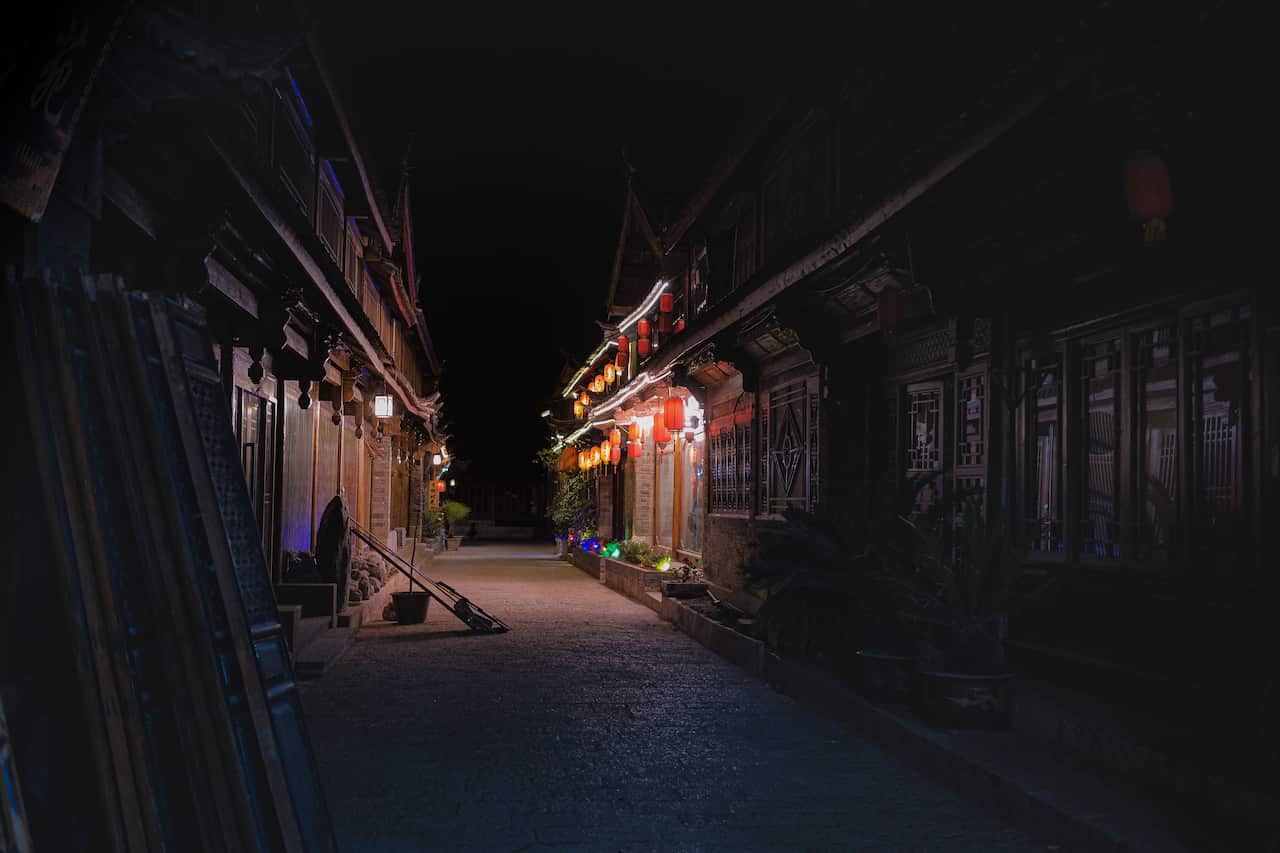 Lijiang old town in the night.
