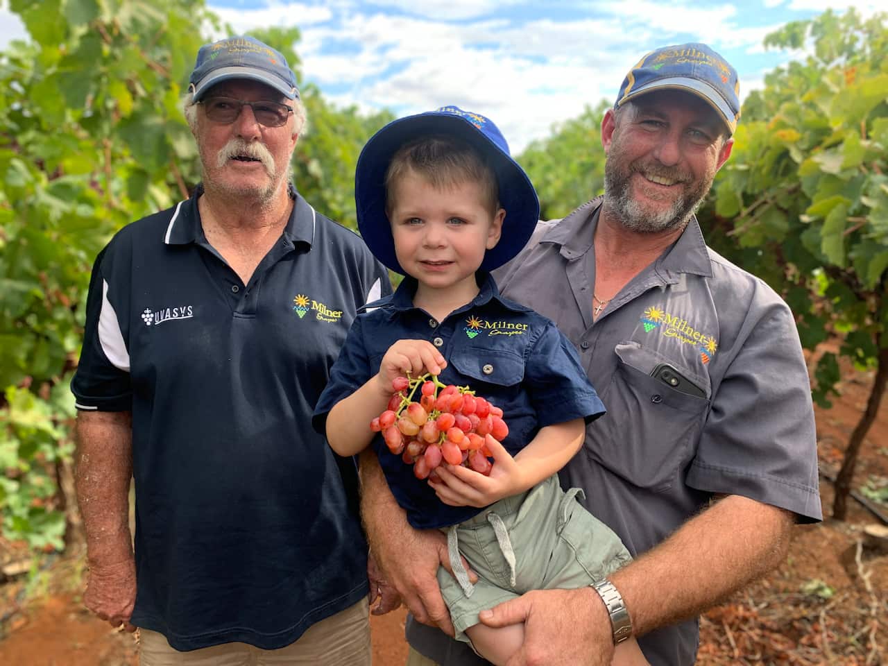 Tim Milner (right) with his father (left) and son Leon.