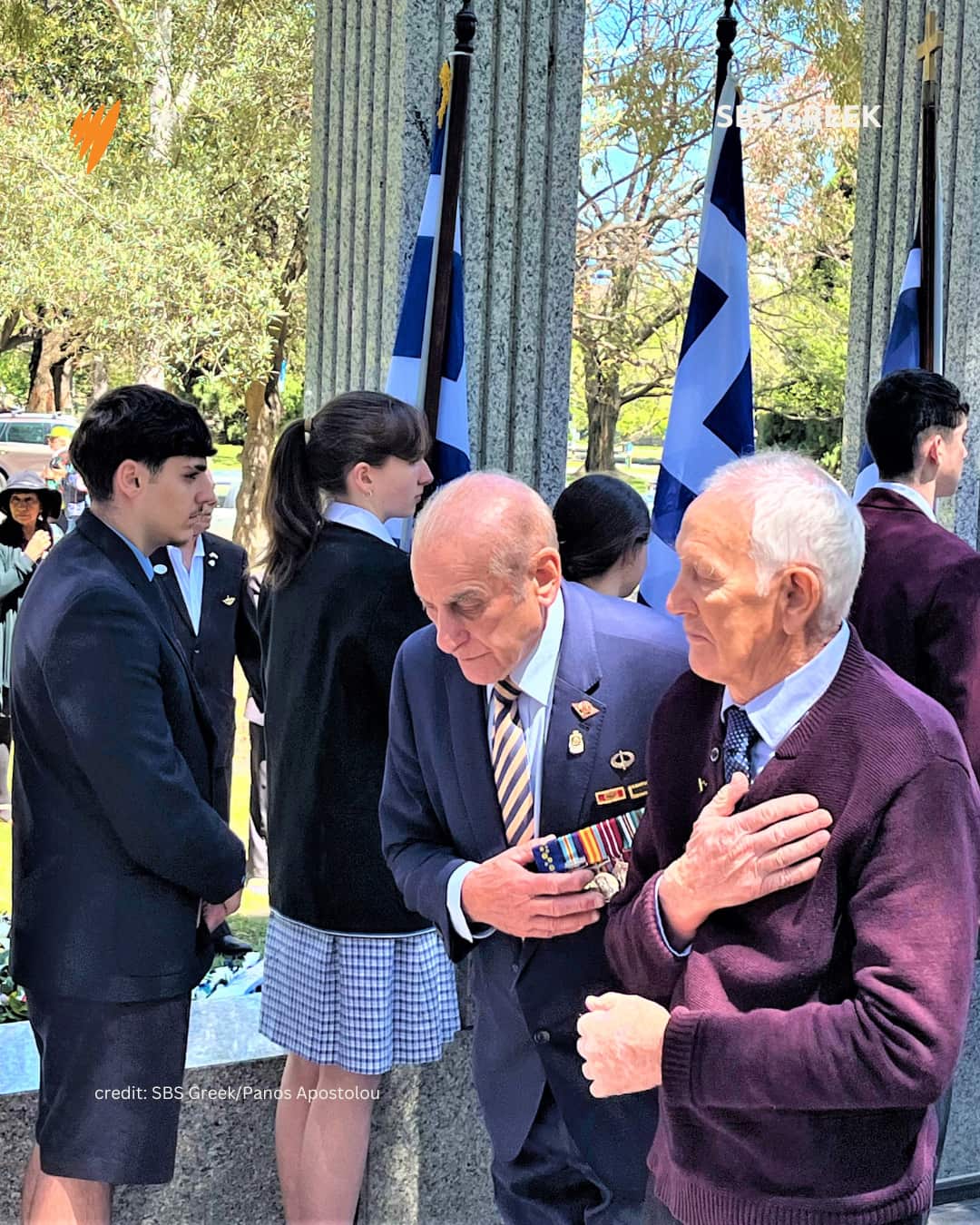 Στο κέντρο, ο πρόεδρος του Αυστραλο-Ελληνικού Μνημείου, Στηβ Κυρίτσης / SBS Greek: Panos Apostolou