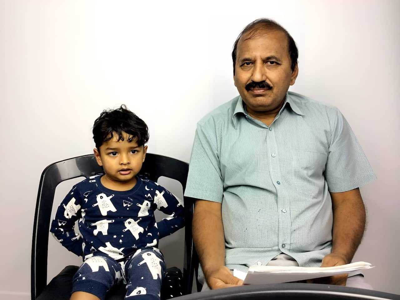 Dr Sarma teaching Mayukh. Credit Sarma