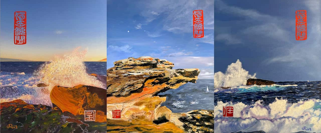 Jingmin Ren's artwork "Xinyìn Liúnián - Bondi Series" - "Du Li Shan Hai Jian".jpg