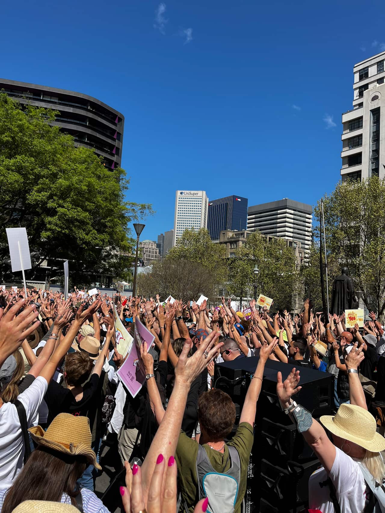 Linda Burney addresses Melbourne crowds at Walk for Yes rally