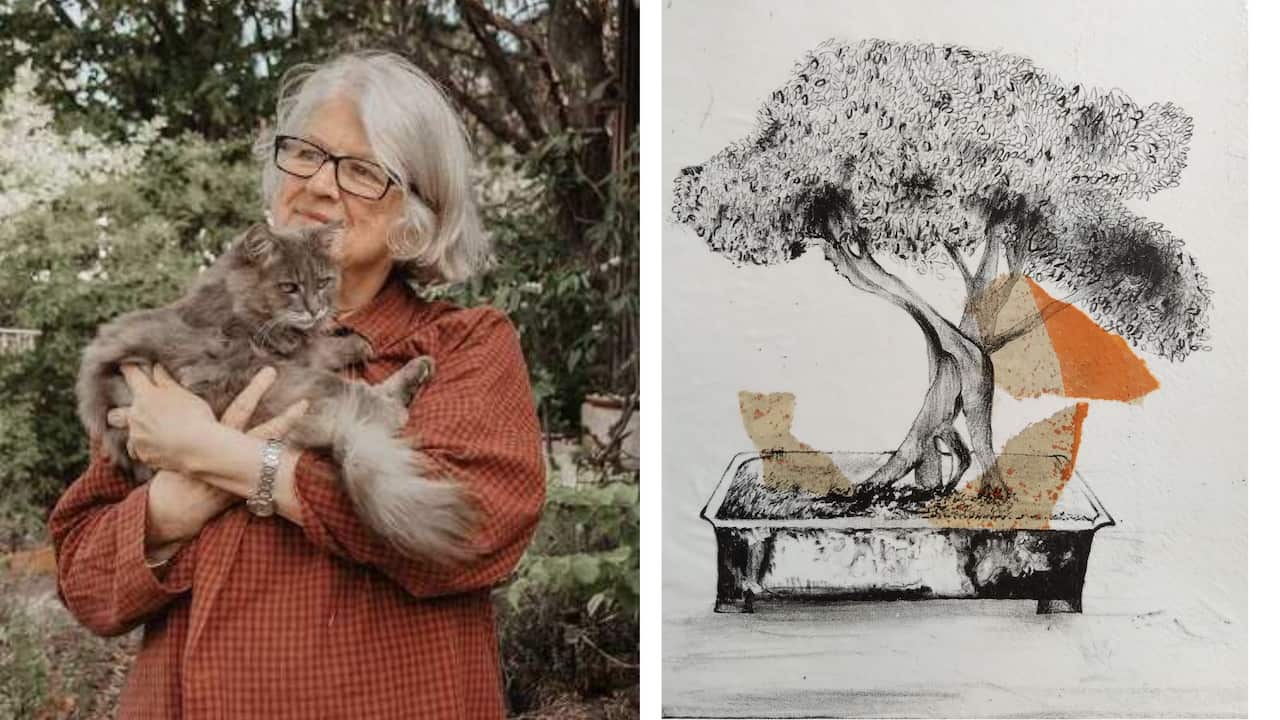 Kaye Green and her art work.png