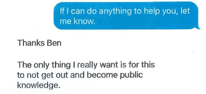 Text messages sent by Brittany Higgins